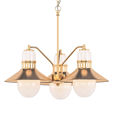 Vintage Brass Gold Adjustable Chandelier 3D model image 1 