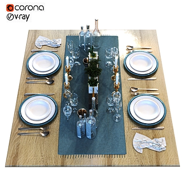 Modern Dining Table Set 016 3D model image 1 