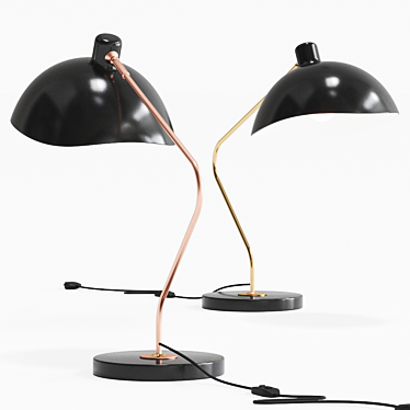 Industrial Black Copper Leap Table Lamp 3D model image 1 