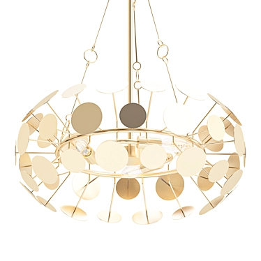 Sleek Gold Ring Chandelier 3D model image 1 