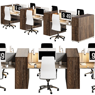 Streamline Office Furniture Set 3D model image 1 