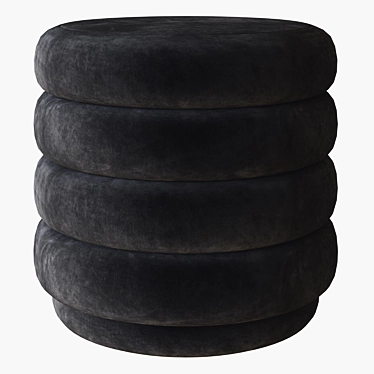 Faded Velvet Round Pouf by Ferm 3D model image 1 