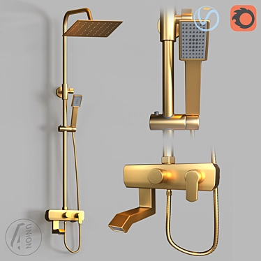 Luxurious Gold Shower System - Enhance Your Shower Experience 3D model image 1 