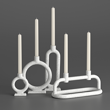 Elegant Lorin Taper Holder Set 3D model image 1 