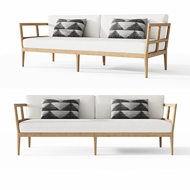 Restoration Hardware Laurel Teak Sofa 3D model image 1 