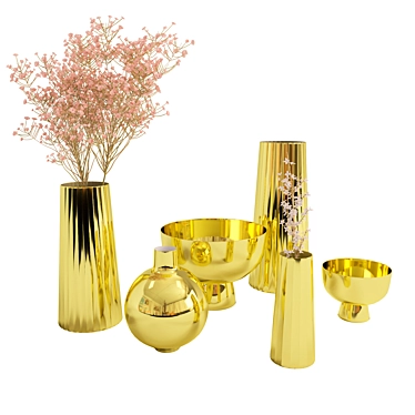 Elegant Brass Vases by West Elm 3D model image 1 
