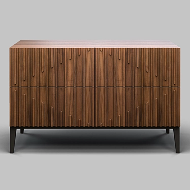 Elegant Walnut Chest with Reeded Front Panel by MOD Interiors 3D model image 1 