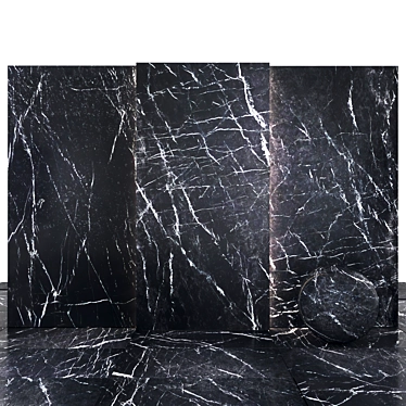 Black Marquina Marble Slabs & Tiles 3D model image 1 