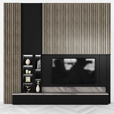 Modern TV Wall Set | Stylish Partition | 55" TV 3D model image 1 