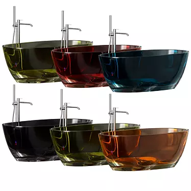 Reflex Color Bathtub: Harmony in Transparent Luxury 3D model image 1 