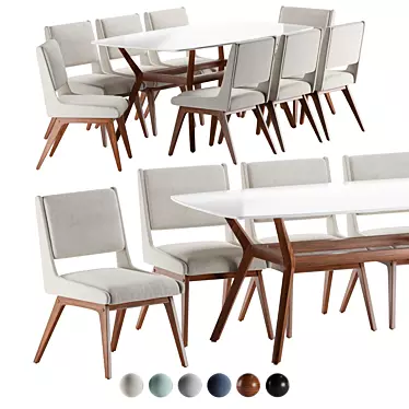 Modern 4-Piece Dining Set 3D model image 1 