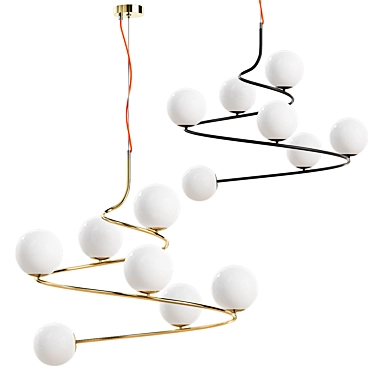 Elegant Curved Design Ceiling Lamp 3D model image 1 