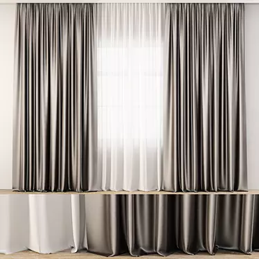 Sleek Geometry Curtains 3D model image 1 