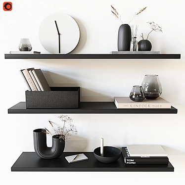 Title: Elegant Bookshelf Set with Decorative Accessories 3D model image 1 