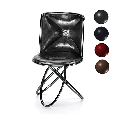 Sleek Steel Leather Chair 3D model image 1 