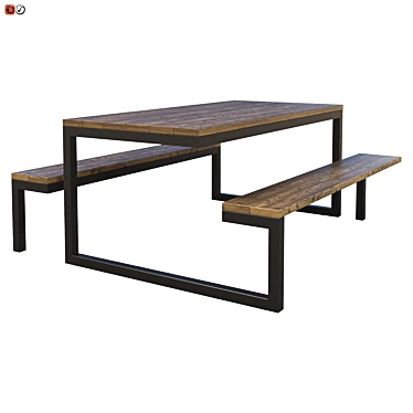 Outdoor Park Bench-Table Combination 3D model image 1 
