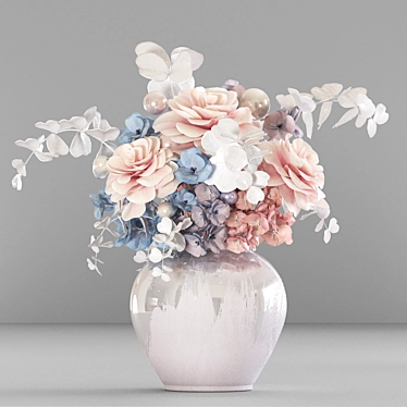 Pearl Rose Hydrangea Bouquet 3D model image 1 