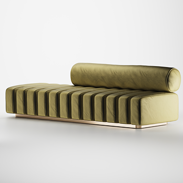 Bronze Modern Line Tufted Bench 3D model image 1 