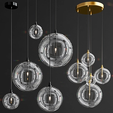 Globular Glass Pendant Lamp 3D model image 1 