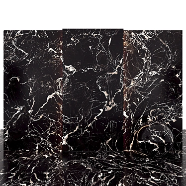 Luxury Court Black Marble: 6 Textured Slabs & Tiles 3D model image 1 