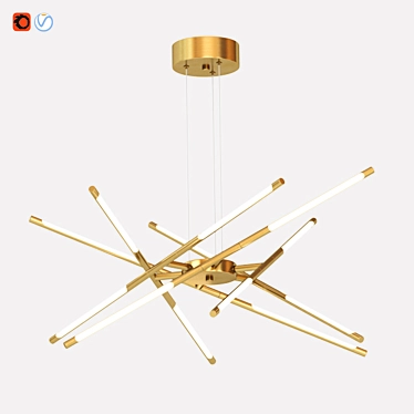 Sputnik Gold Chandelier - Sleek and Stylish Lighting 3D model image 1 