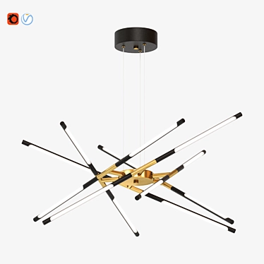 Modern Black Sputnik Chandelier 3D model image 1 