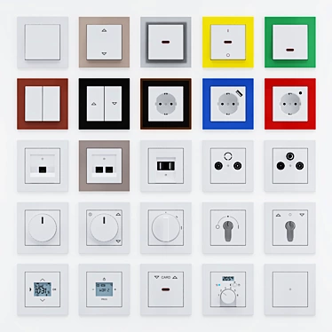ABB Busch-axcent: Colorful and Stylish Switches 3D model image 1 