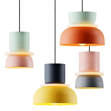 Vibrant Macaron Pendant Light 3D model image 1 