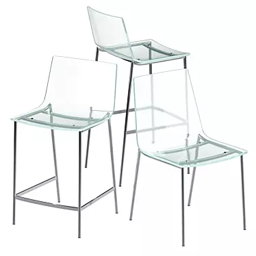 Sleek Clear Acrylic Chair & Stool 3D model image 1 