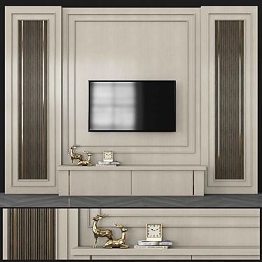 Title: Modern TV Wall Set - 55" TV Included 3D model image 1 