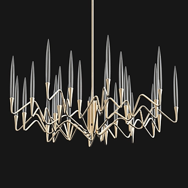 Golden Elegance: Il Pezzo 3 Round Chandelier 3D model image 1 