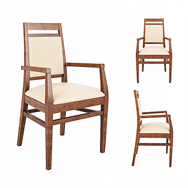 Elegant Wood Chair with Soft Seat & Back 3D model image 1 