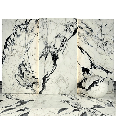 Elegant Calacatta Dark Marble Slabs 3D model image 1 