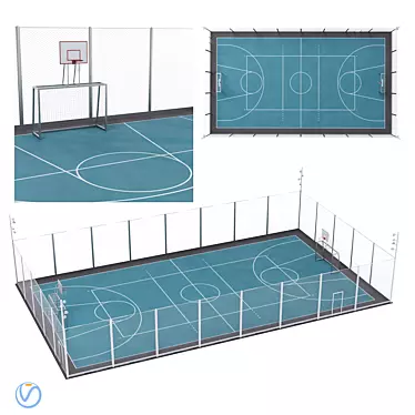 Universal Fenced Sports Ground 3D model image 1 