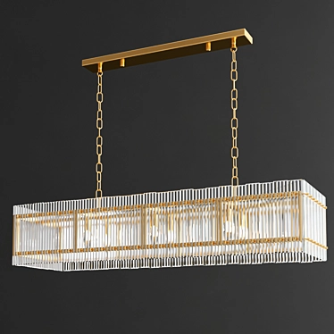 Gilded Ruby Rectangular Chandelier 3D model image 1 