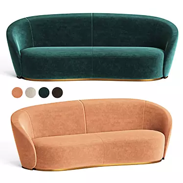 Sleek Curved Modern Sofa 3D model image 1 