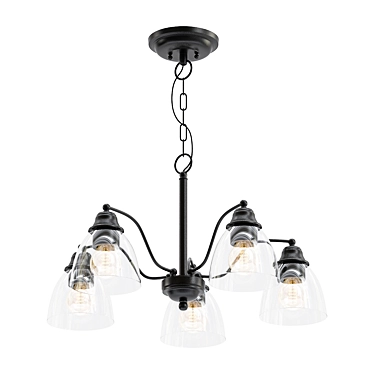 Elegant 5-Light Black Chandelier: Livex Lighting 3D model image 1 