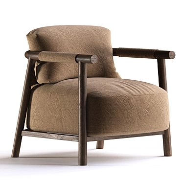Elegant Wooden Armchair 3D model image 1 