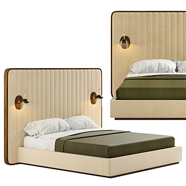 Elegant Mezzo Como Bed 3D model image 1 