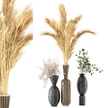 Pampas Plantset in Handmade Vase 3D model image 1 