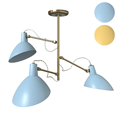 Retro Mustard Tiffany Chandelier 3D model image 1 