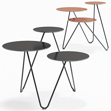 Apelle Trio: Lacquered Steel Coffee Table 3D model image 1 