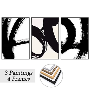 Gallery Collection: Set of 3 Wall Paintings 3D model image 1 