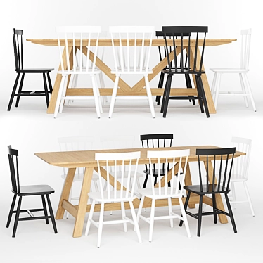 Modern Buondi Table and Stylish JIMI Chairs 3D model image 1 