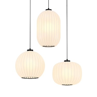 Sleek Black Pendant Light 3D model image 1 