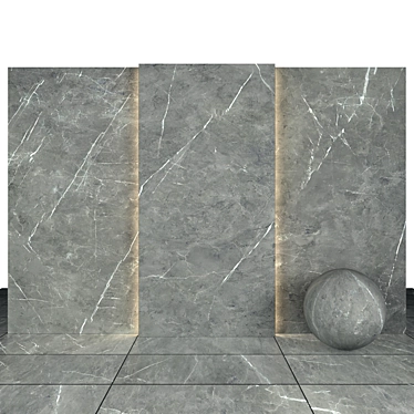 Elegant Roma Gray Stone Tiles 3D model image 1 