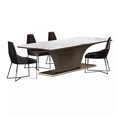 Luxurious Velvet Dining Set: Omotesando by Longhi 3D model image 1 