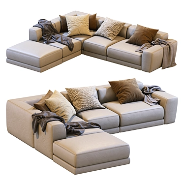 Pasha Leather Sofa by Jesse 3: Elegant and Timeless 3D model image 1 