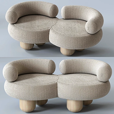 Elegant Siamese Sofa: Perfectly Crafted 3D model image 1 