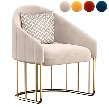 Luxury Gold Velvet Accent Chair 3D model image 1 